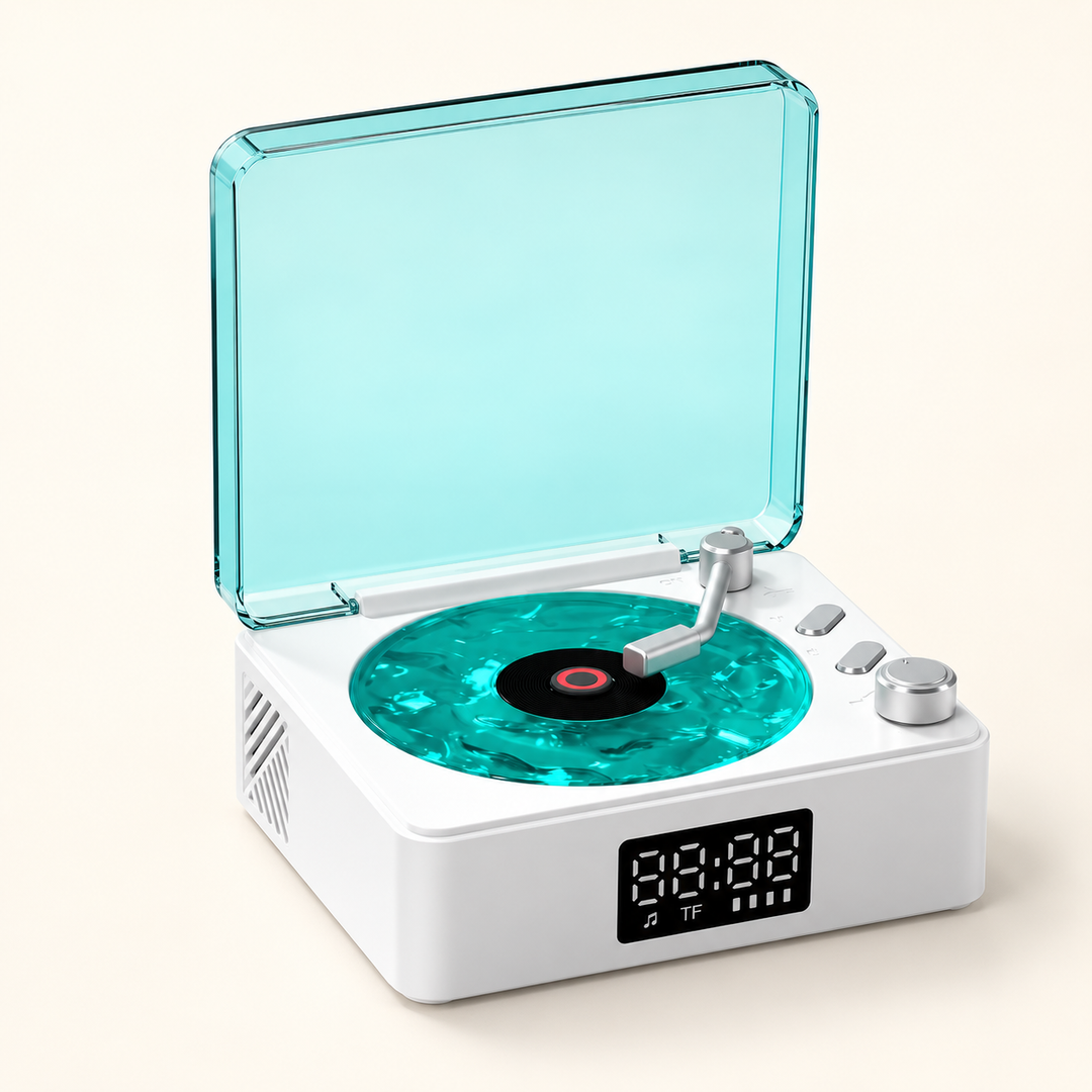 Waves retro Bluetooth speaker on a neutral background