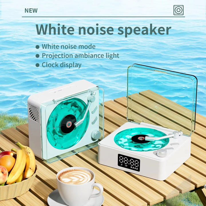 Experience the Nostalgia with Waves Vinyl Player Bluetooth Speaker - Retro Turntable Design with White Noise and RGB Light for Ultimate Relaxation