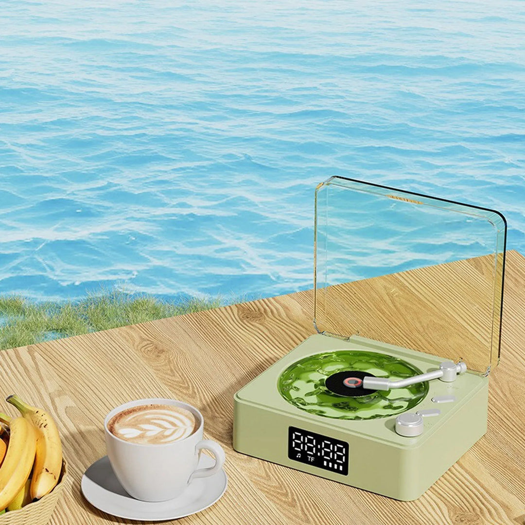 Unleash Nostalgia with the Waves Vinyl Player Bluetooth Speaker - Retro Turntable Design, White Noise, and RGB Light for Ultimate Relaxation