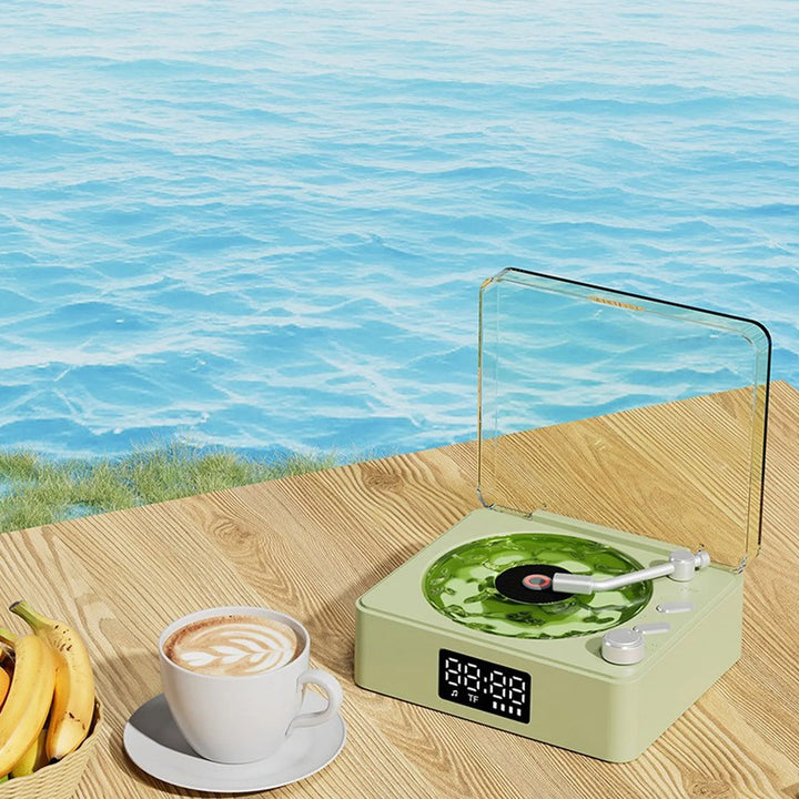 Unleash Nostalgia with the Waves Vinyl Player Bluetooth Speaker - Retro Turntable Design, White Noise, and RGB Light for Ultimate Relaxation