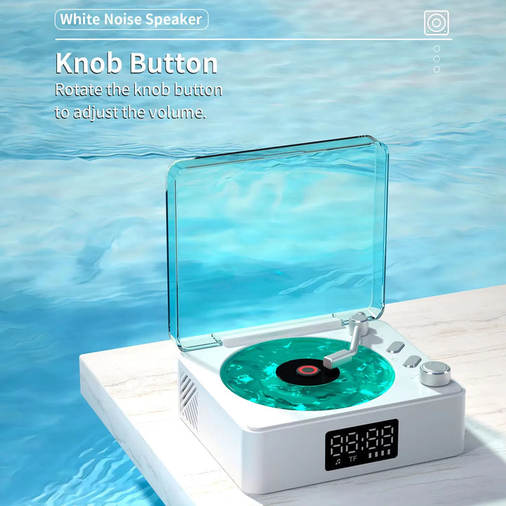 Unleash Nostalgia with the Waves Vinyl Player Bluetooth Speaker - Retro Turntable Design, White Noise, and RGB Light for Ultimate Relaxation