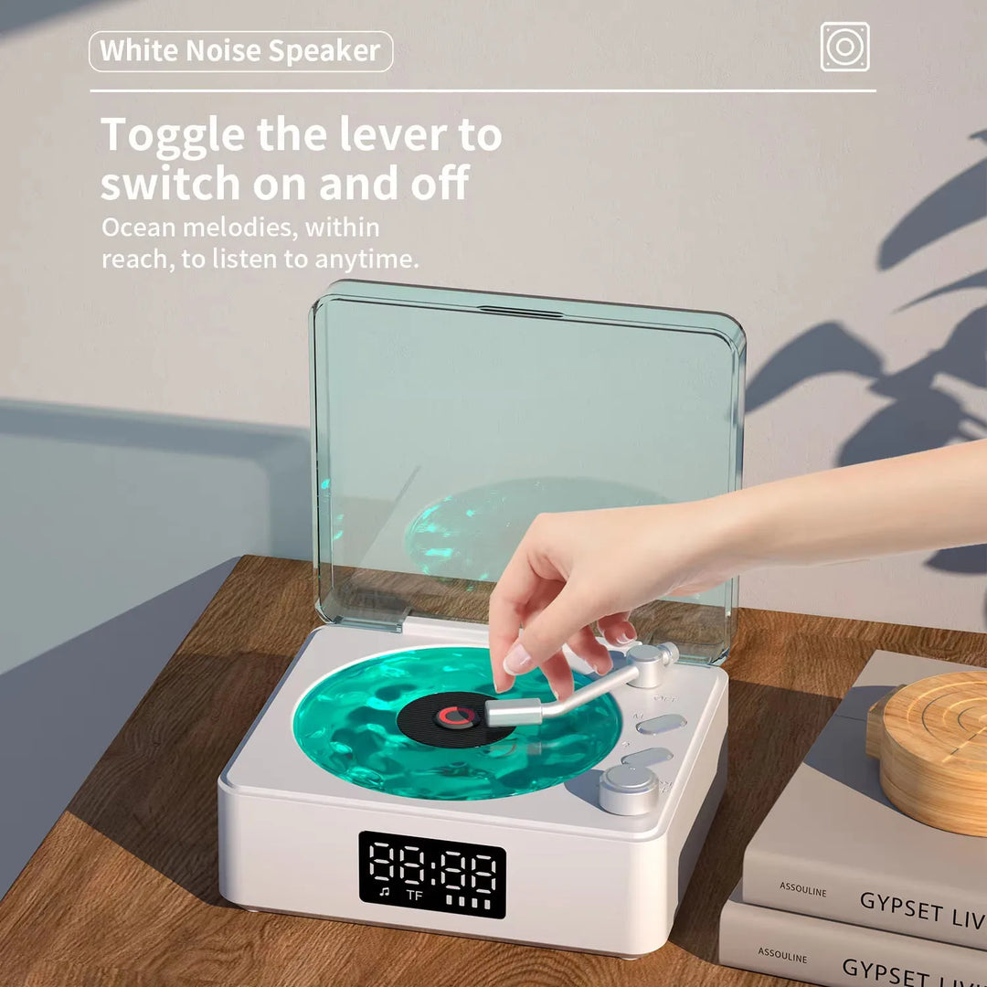 Experience the Nostalgia with Waves Vinyl Player Bluetooth Speaker - Retro Turntable Design with White Noise and RGB Light for Ultimate Relaxation