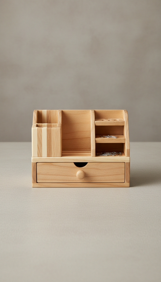 Illustrative sample: Wooden Desk Organiser