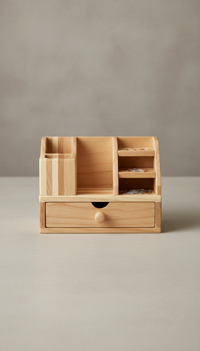 Illustrative sample: Wooden Desk Organiser